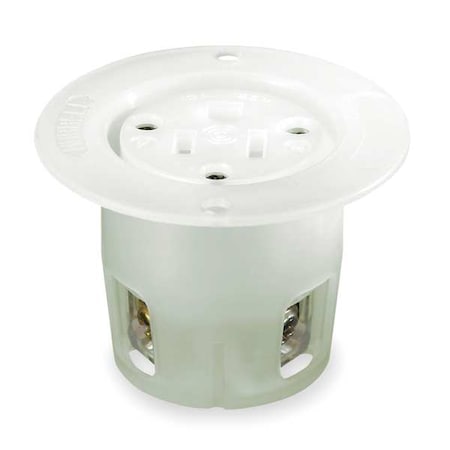Hubbell Wiring Device-Kellems Flanged Straight Blade Inlet, 5-15R, 15 A, 125V AC, 2 Pole, 3 Wire, Flush Mount, Grounded HBL5279C