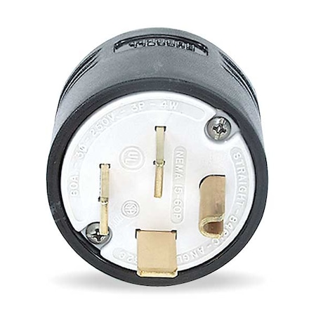 Hubbell Wiring Device-Kellems Straight Blade Plug, 15-60P, 60 A, 250V AC, 3 Pole, Screw Terminals, Grounded HBL8461C