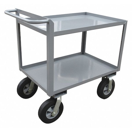 Zoro Select Utility Cart with Lipped Metal Shelves, Steel, 1,500 lb Load Capacity, 2 Shelves, 42 in L, 24 in W 5CGZ9