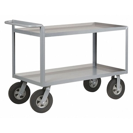 Zoro Select Utility Cart with Lipped Metal Shelves, Steel, 1,500 lb Load Capacity, 2 Shelves, 54 in L, 24 in W 5CHA0