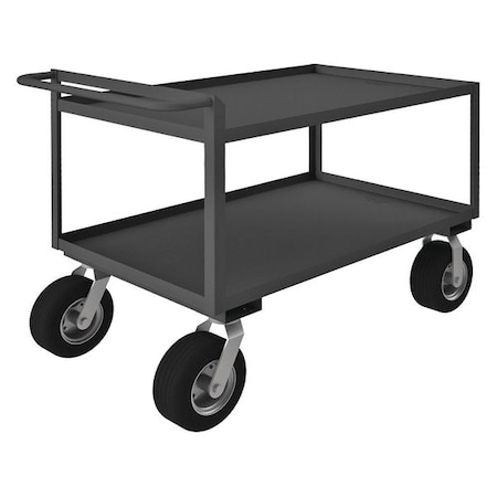 Zoro Select Utility Cart with Lipped Metal Shelves, Steel, 1,500 lb Load Capacity, 2 Shelves, 52 in L, 36 in H RSCR304838ALU10SPN95