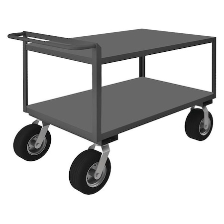 Zoro Select Utility Cart with Flush Metal Shelves, Steel, 1,500 lb Load Capacity, 2 Shelves, 66 1/2 in L RSCR306038ALD10SPN95