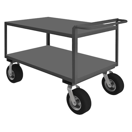 Zoro Select Utility Cart with Flush Metal Shelves, Steel, 1,500 lb Load Capacity, 2 Shelves, 52 in L, 38 in H RSCR304838ALD10SPN95