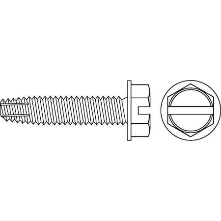 Zoro Select Thread Forming Screw, 1/4" x 1-13/16 in, Zinc Plated Steel Hex Head Slotted Drive, 1600 PK HWTCIF02502000SL-1600BX