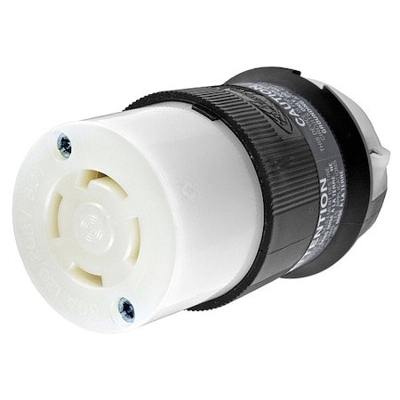 Hubbell Wiring Device-Kellems Locking Connector, L18-30R, 30 A, 120/208V AC, Three Phase, 4 Pole, Screw Terminals, Black, White HBL2753