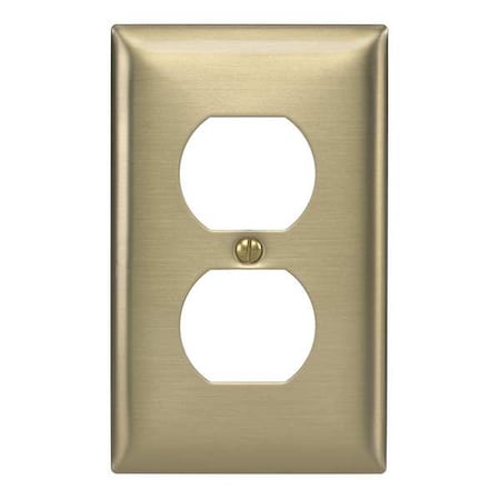 Hubbell Wiring Device-Kellems Duplex Receptacle Wall Plates, Number of Gangs: 1 Brass, Brushed Finish, Brass SB8