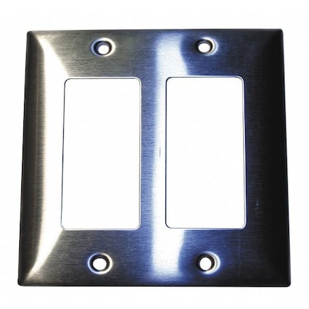Hubbell Wiring Device-Kellems GFCI Opening Wall Plates, Number of Gangs: 2 Stainless Steel, Brushed Finish, Silver SS262