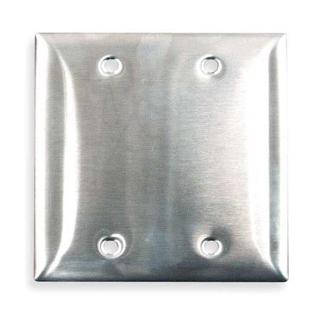 Hubbell Wiring Device-Kellems Blank Box Mount Wall Plates, Number of Gangs: 2 Stainless Steel, Brushed Finish, Chrome SS23