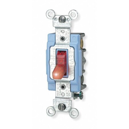 Leviton Pilot Lite Wall Swtch, 3-Way, 120V, 15A, Red 1203-PLR