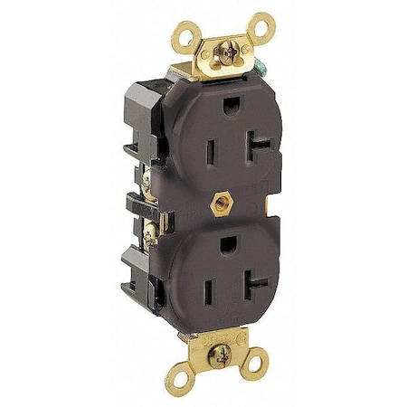 Leviton Straight Blade Receptacle, 5-20R, 20 A, 125V AC, 2 Pole, 3 Wire, Flush Mount, Single, Brown 5362