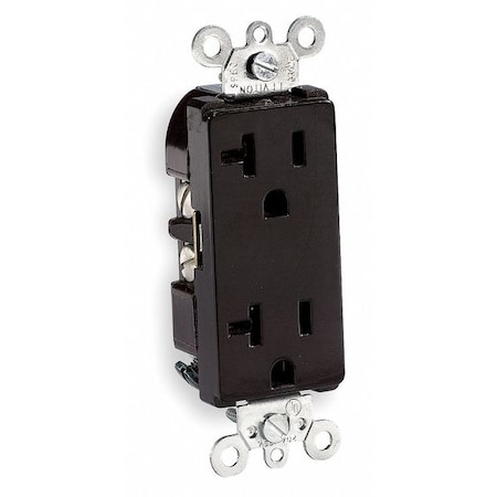 Leviton Straight Blade Receptacle, 5-20R, 20 A, 125V AC, 2 Pole, 3 Wire, Flush Mount, Single, Brown 16342