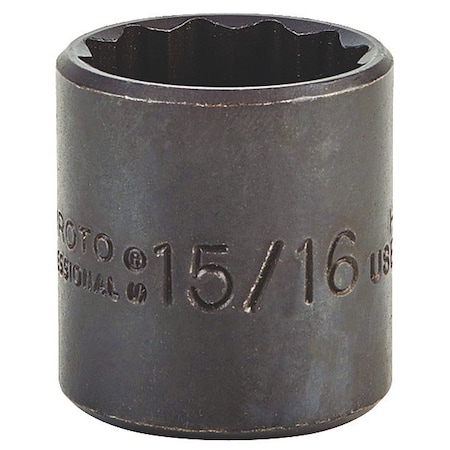 Proto 3/8 in Drive, 15/16" SAE, Socket, 12 Points, Steel, Blk Oxd, 15/16 in J5230B