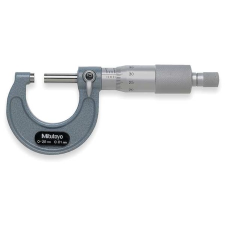 Mitutoyo Micrometer, 0 to 25mm, 0.01, Ratchet 103-137 | Zoro