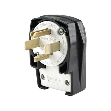 Hubbell Wiring Device-Kellems Straight Blade Plug, 14-30P, 30 A, 125/250V AC, 3 Pole, Screw Terminals, Grounded HBL9432C