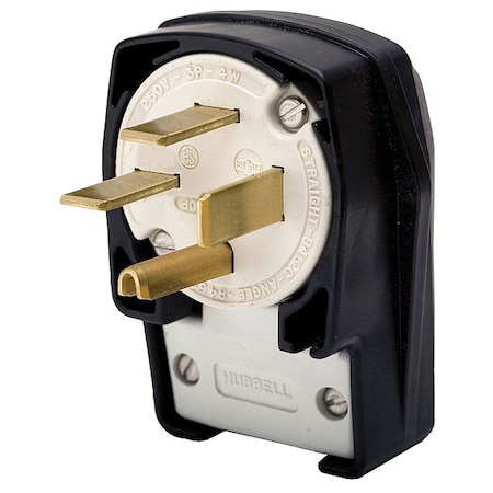 Hubbell Wiring Device-Kellems Straight Blade Plug, 15-50P, 50 A, 250V AC, 3 Pole, Screw Terminals, Grounded HBL8452C