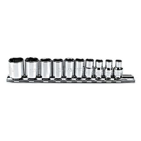 Proto 1/4" Drive Socket Set, SAE, 10pcs, Socket Set, Chrome, 3/16" to 9/16", SAE J47106