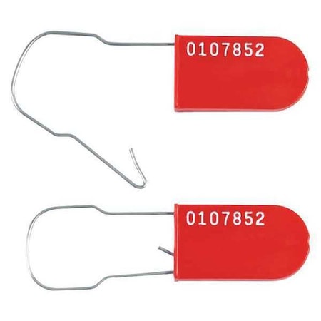 Partners Brand Wire Padlock Seals, 2 1/2", Red, PK1000 SE1023R