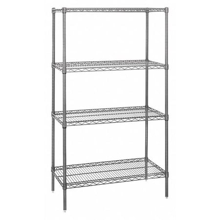 Partners Brand Wire Shelving Add-On Unit, 4 Shelf, 72" x 24" x 54", Chrome, 1/Each WS722454