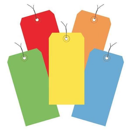 Partners Brand Shipping Tags, Pre-Wired, 13 Pt., 4 3/4" x 2 3/8", Assorted Color, PK1000 G20003