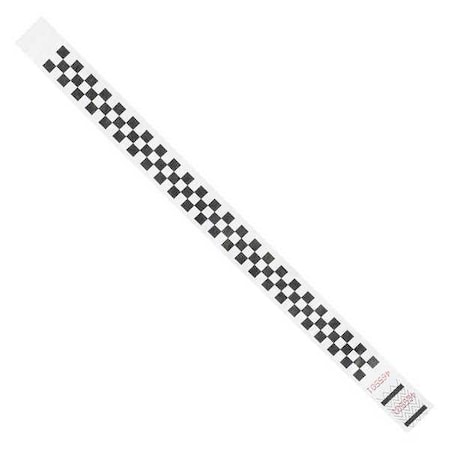 Tyvek Tyvek Wristbands, 3/4" x 10", Checkerboard, Black/White, PK500 WR103