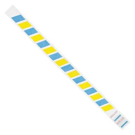 Tyvek Tyvek Wristbands, 3/4" x 10", Stripes, Blue/Yellow, PK500 WR105