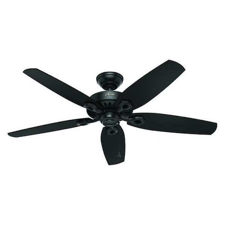Hunter Indoor/Outdoor Ceiling Fan, 52 In Blade Dia, 5 Blades, 3 Speeds, 120, Matte Black 53294