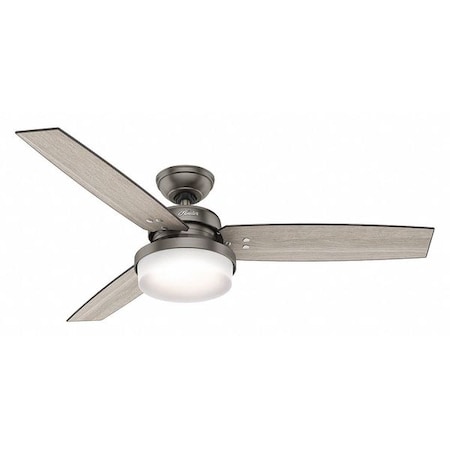 Hunter Decorative Ceiling Fan, 52 in Blade Dia, 3 Blades, 3 Speeds, 120V AC, Brushed Slate 59211