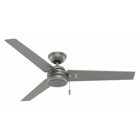Hunter Decorative Ceiling Fan, 52 in Blade Dia, 3 Blades, 3 Speeds, 120V AC, Matte Silver 59262