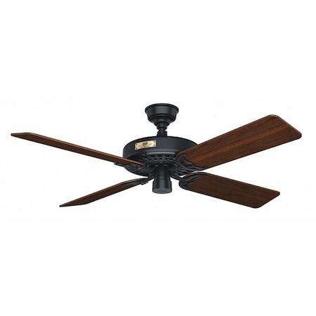 Hunter Indoor/Outdoor Ceiling Fan, 52 In Blade Dia, 5 Blades, 3 Speeds, 120, Black 23838