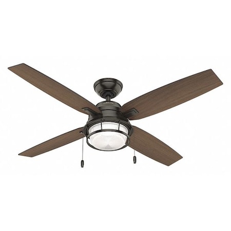 Hunter Decorative Ceiling Fan, 52 in Blade Dia, 4 Blades, 3 Speeds, 120V AC, Bronze 59214
