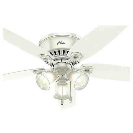 Hunter Decorative Ceiling Fan, 52 in Blade Dia, 5 Blades, 3 Speeds, 120V AC, Snow White 53326