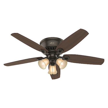 Hunter Decorative Ceiling Fan, 54 in Blade Dia, 5 Blades, Variable Speeds, 120V AC, New Bronze 53327