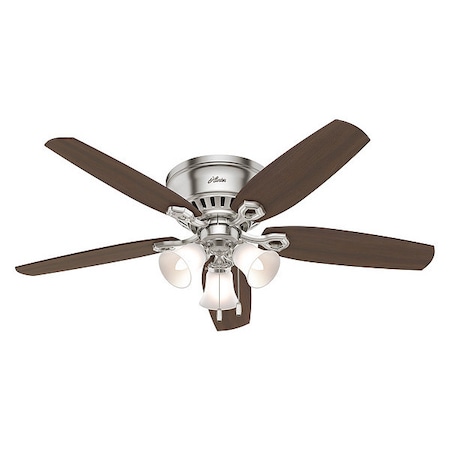 Hunter Decorative Ceiling Fan, 56 in Blade Dia, 5 Blades, Variable Speeds, 120V AC, Brushed Nickel 53328