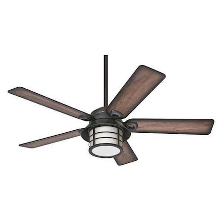 Hunter Decorative Ceiling Fan, 54 in Blade Dia, 5 Blades, Variable Speeds, 120V AC, Zinc 59135