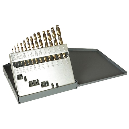 Cle-Line 13PC 1/16-1/4x1/64 HSS 135 Degree Heavy-Duty Parabolic Jobber Drill Set Cle-Line 1872 Black & Gold C18619