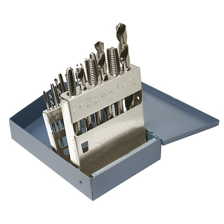 Cle-Line 18PC, N36, N29, N25, N21, N7, F, 5/16, U, 27/64 HSS Jobber Drill and Plug Hand Tap Set Cle-Line 1898 C21190