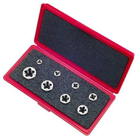 Cle-Line 8PC 1/4-20 - 3/4-10 UNC Carbon Hexagon Rethreading Die Set Cle-Line 0650 C67275