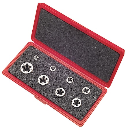 Cle-Line 8PC 1/4-28 - 3/4-16 UNF Carbon Hexagon Rethreading Die Set Cle-Line 0650 C67276