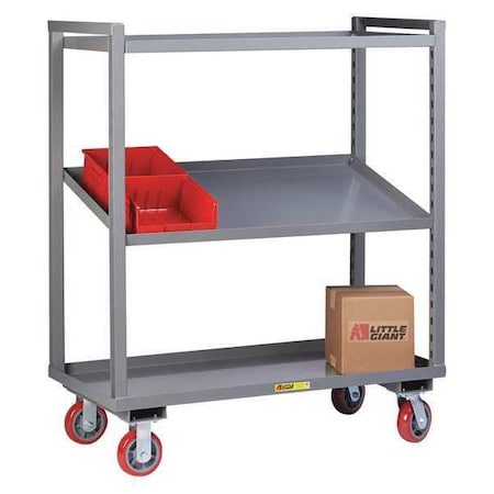 Little Giant Adj. Multi-Shelf Truck, 2-Shelf, 24 x 48", Steel, 800 lb Per Shelf Load Capacity, 3 Shelves AM-2A-2448-6PY