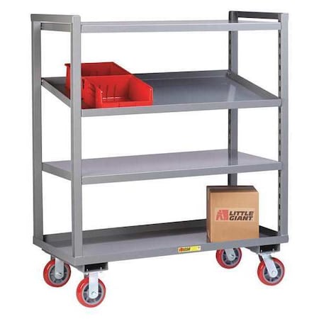 LITTLE GIANT Adj. Multi-Shelf Truck, 3-Shelf, 24 x 48", Steel, 4 Shelves, 800 lb Per Shelf AM-3A-2448-6PY