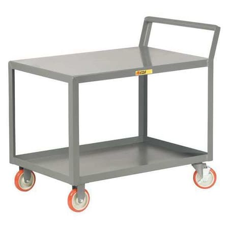 Little Giant Service Cart, Flush Top, 1200 lb., 24x36", Steel, 1200 lb Load Capacity, 2 Shelves, 24 in W, 38-3/4" H LGK-2436-5PY