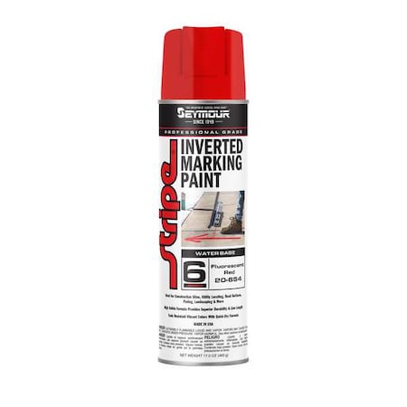 Seymour Of Sycamore Inverted Marking Paint, 17 oz., Fluorescent Red, Water -Based 20-654
