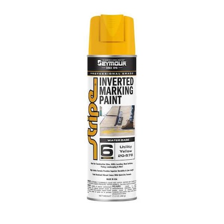 Seymour Of Sycamore Inverted Marking Paint, 17 oz., Caution Yellow, Water -Based 20-678