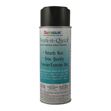 Seymour Of Sycamore Fresh Quick Paint, Semi-Gl Blk, 10oz., Black, Semi-Gloss, Solvent, 10 oz 11-24