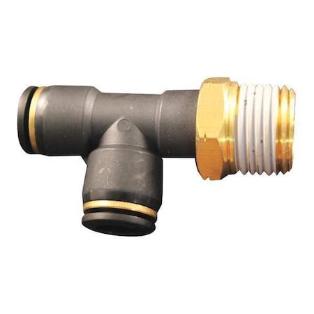 Milton PTC Swivel Run Tee, 1/2" MNPT, 3/8" OD, PK5, Nylon, 5 PK 2205-9