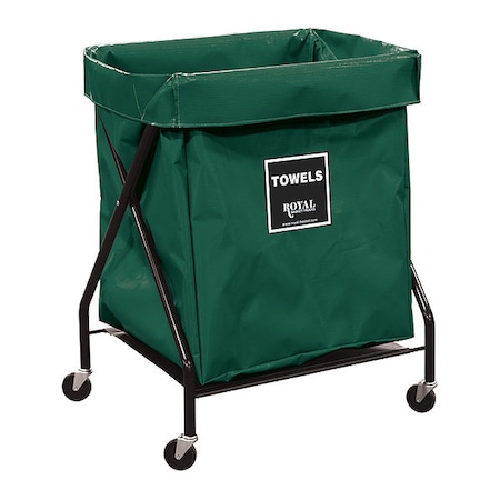Royal Basket Trucks X-Frame Cart, 8 Bu, GN Vinyl, Towels R08-EEX-XTA-3ONN