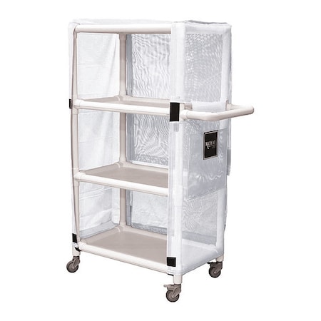 Royal Basket Trucks PVC Cart, 24", 3 Shlf, White Mesh R24-WWX-L3A-3ULN