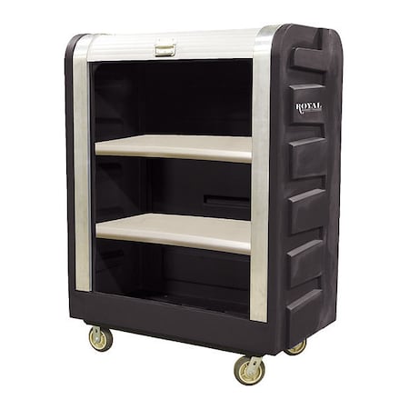 Royal Basket Trucks Bulk Tambour, 48 Cu ft., Black, A, 2 Shelves, 50-1/2" L, 28" W, 66-3/4" H R48-BKX-BTA-6UNN