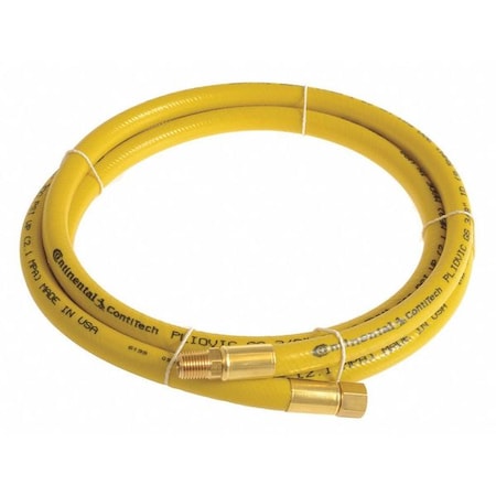 Continental 1/4" x 5 ft PVC Coupled Multipurpose Air Hose 300 psi YL PLY02530-05-31