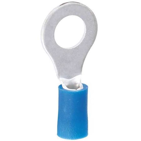 Gardner Bender Ring Terminal, 1/4 in Stud Size, 14 AWG, 600 V, Vinyl Insulated, Blue, 100 PK 10-105